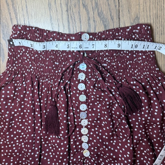 Tiare Hawaii Women’s Maroon Polka Dot Button Down Dakota Maxi Skirt One Size - Picture 5 of 13